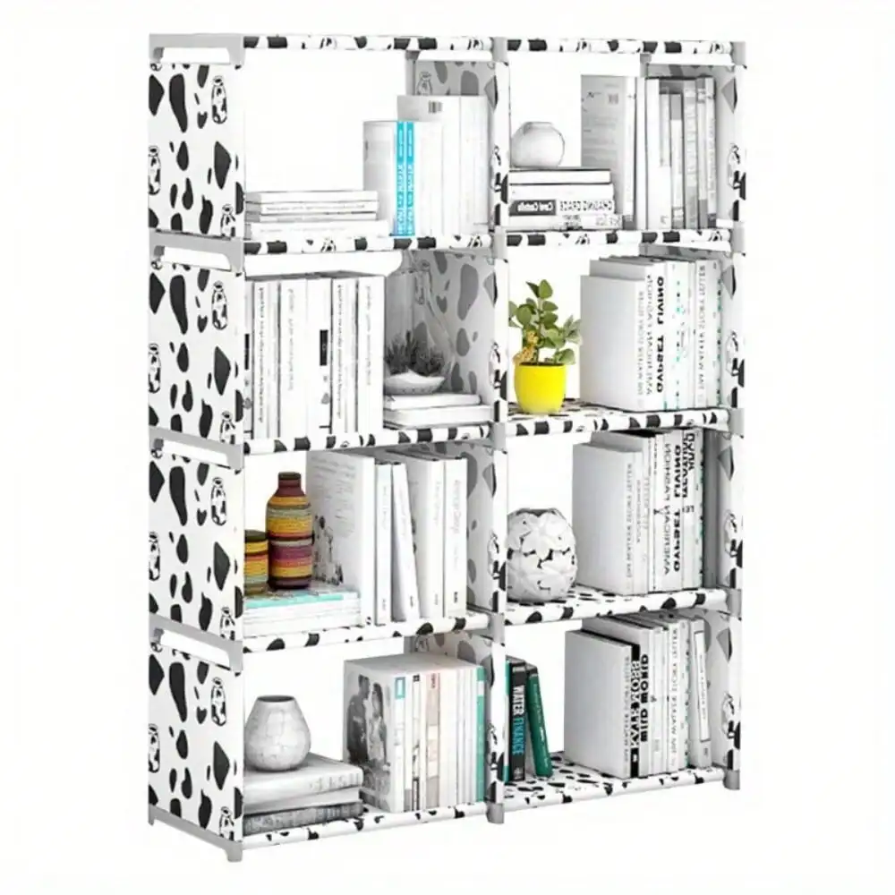 Book Shelf, 2 Rows 8 Cube Storage Organizer, DIY Bookcase, Metal Bookshelf, Tall Book case  book shelf