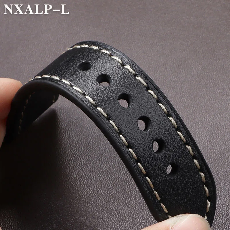 男性用ライチ柄の牛革ストラップ,交換用時計バンド,ステンレススチール製バックルブレスレット,パネライパムストラップ,20mm, 22mm, 24mm