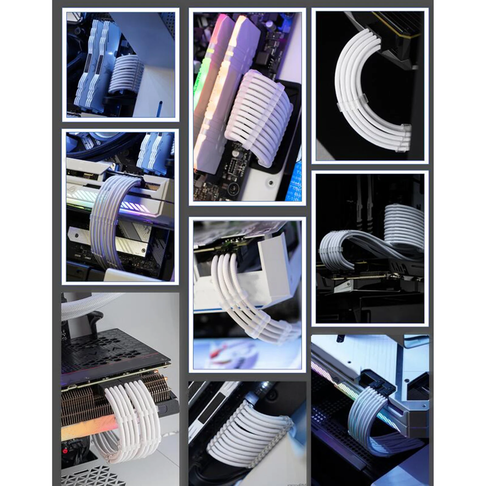 ATX Ärmeln Kabel 30cm 8Pin 24Pin Praktische Extension Kit Weiß Nylon PVC Kupfer Adapter Anschlüsse für Netzteil Fall PC