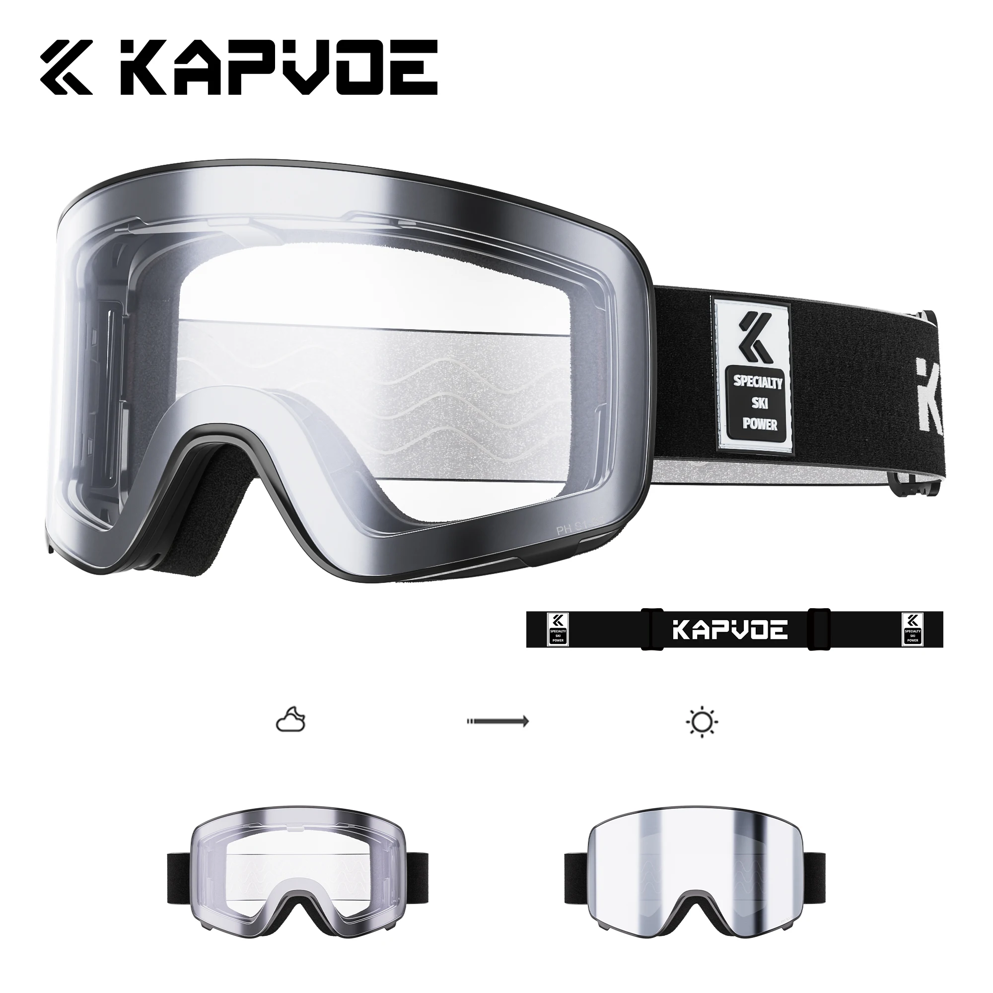 KAPVOE 調光スキーゴーグル 冬用 アウトドア スノーモービル スポーツ