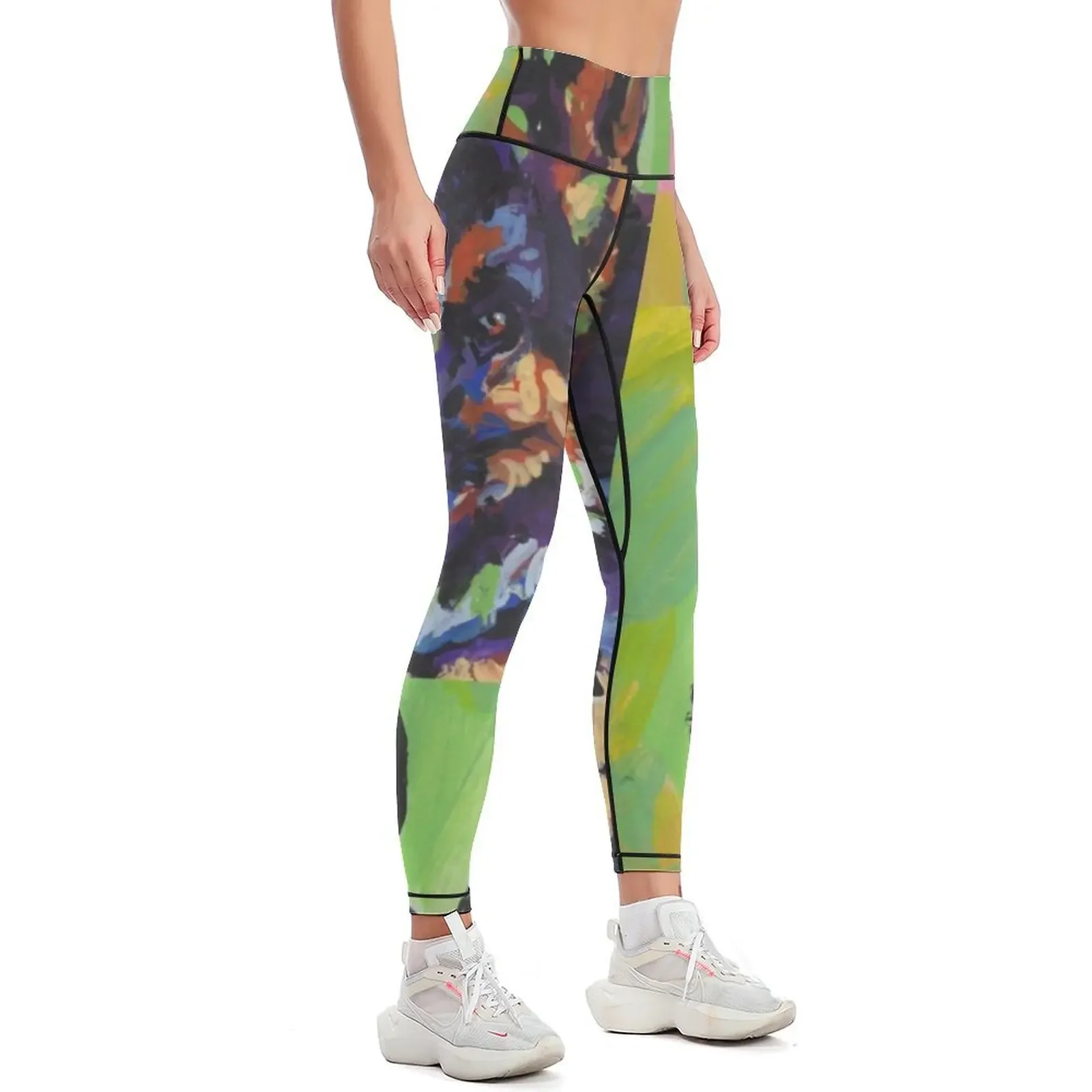 German Shepherd Bright colorful pop dog art Leggings Fitness woman Pants sport Womens Leggings