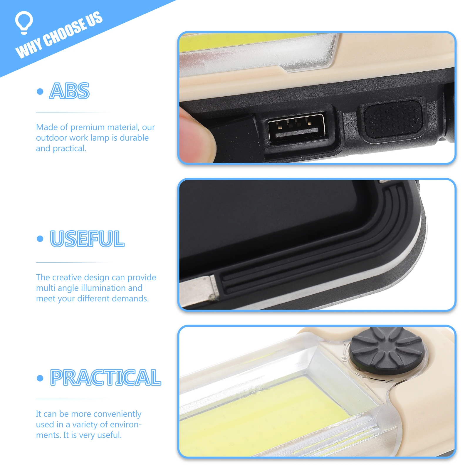 1Set Outdoor Work Light Rechargeable LED Lamp Hand-Held Portable Light for Camping Emergency Repair Activities