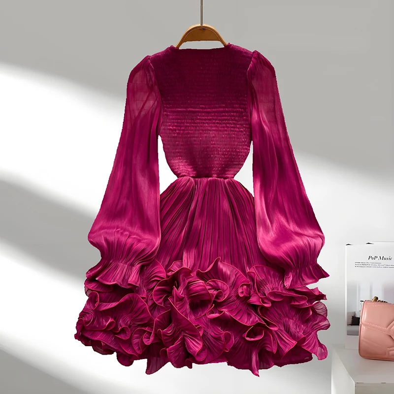 Tiered Chiffon Bridesmaid Dresses 2026 for Women Ruffles Stretch Short Dress Fashion Elegnat Evening Party Mini Dress Female