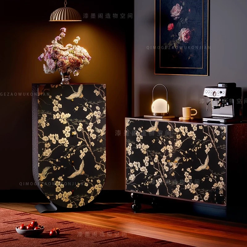 

Vintage Style Crane Full Branch Four-Drawer Entryway Decorative Cabinet Storage Multi-Functional