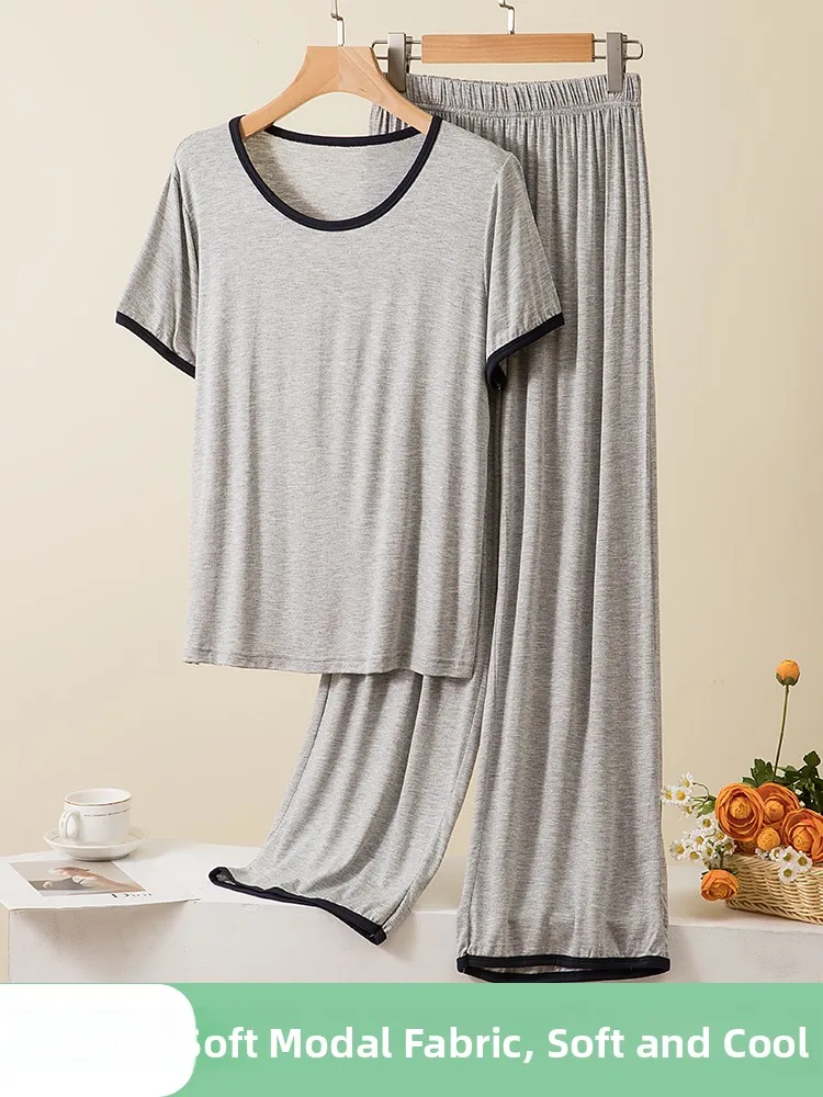 

Modal Home Clothes Set Women's Summer ort Sve Long Pants Air Conditioned Casual Large Size Outdoor Wearable Spwear Tw...