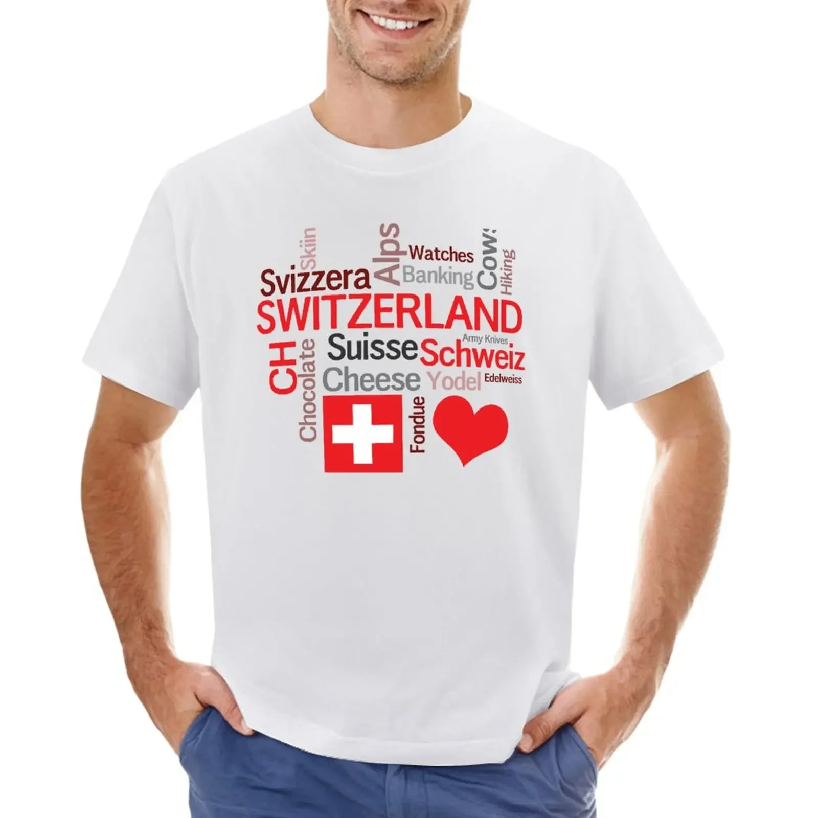 

I Love Switzerland T-shirt vintage clothes Blouse quick-drying Short sleeve tee men