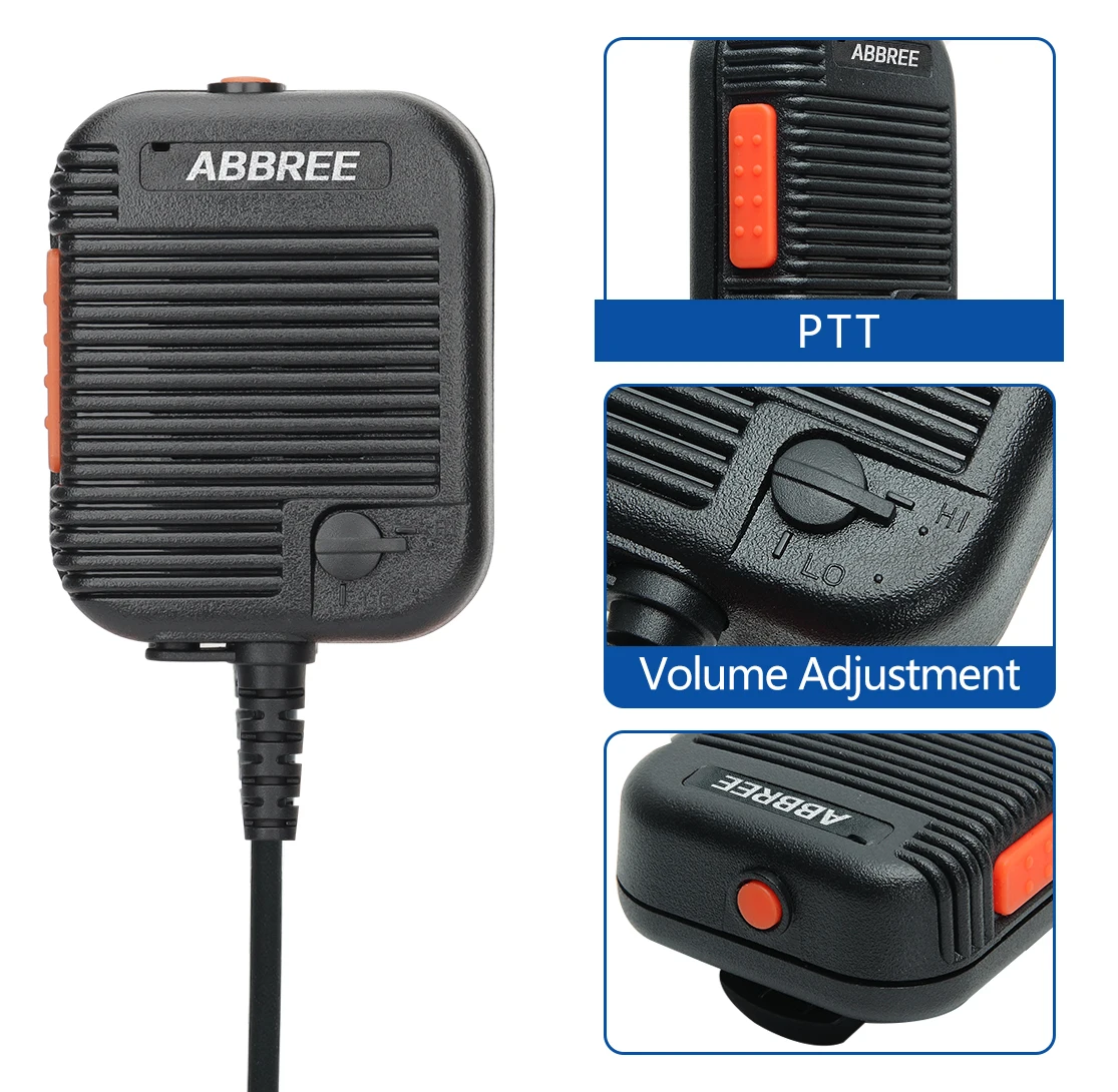 ABBREE AR-152 Walkie Talkie Speaker Mic K Plug 2 Pin Volume Adjustable For BAOFENG AR-152 UV-5R UV-25 PRO Ham Two Way Radio view 2