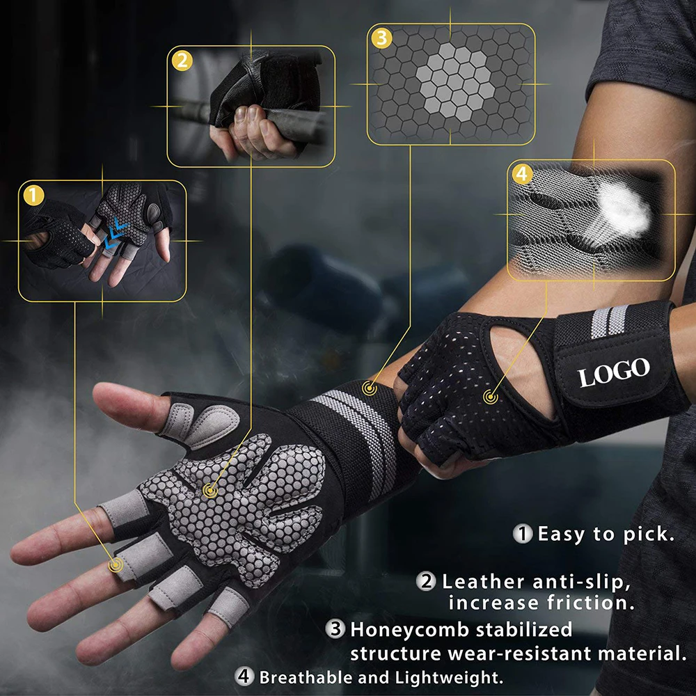 Guantes de gimnasio para Fitness, guantes de levantamiento de pesas para entrenamiento deportivo, ejercicio de culturismo, guante de entrenamiento