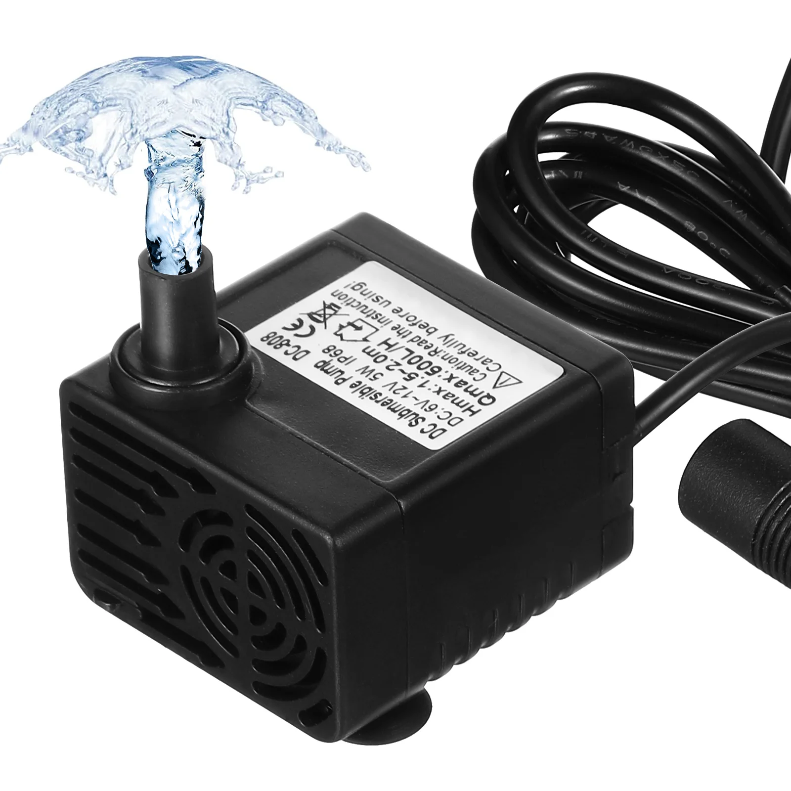 -12V 5W 500L/H Aquarium Air Pump Pond Submersible Water Pump