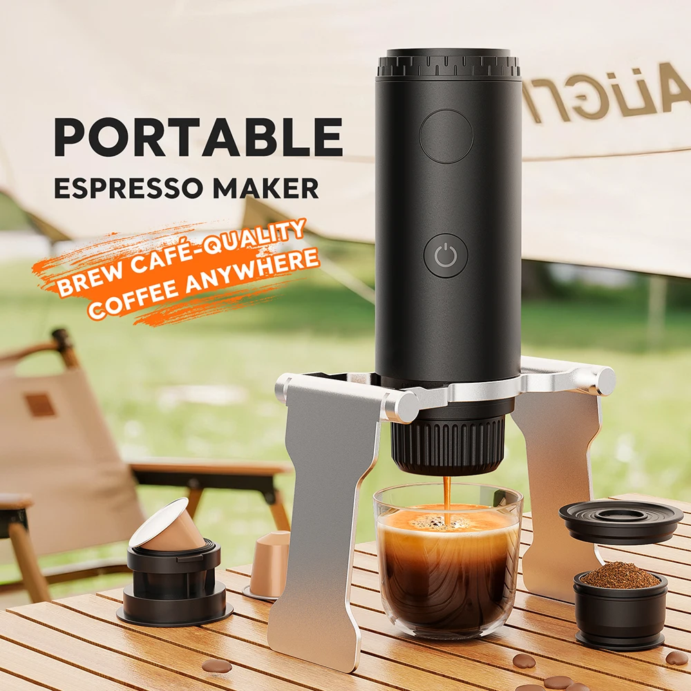 

3-in-1 Wireless Electric Portable Espresso Coffee Machine for Car & Home Camping Coffee Maker Capsule Powder Travel Coffee Maker