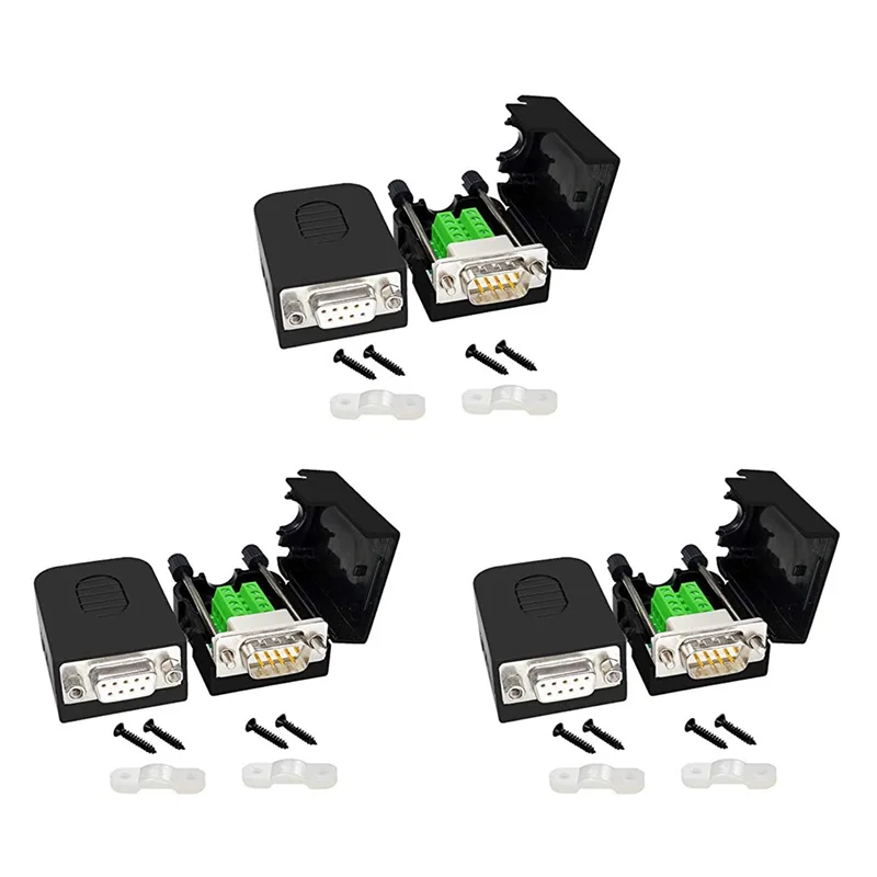 

Беспаечный разъем ABT-DB9 RS232 D-SUB, последовательный порт на 9-контактный разъем, адаптер «папа-мама» с корпусом (3 шт.-папа + 3 шт.-мама)