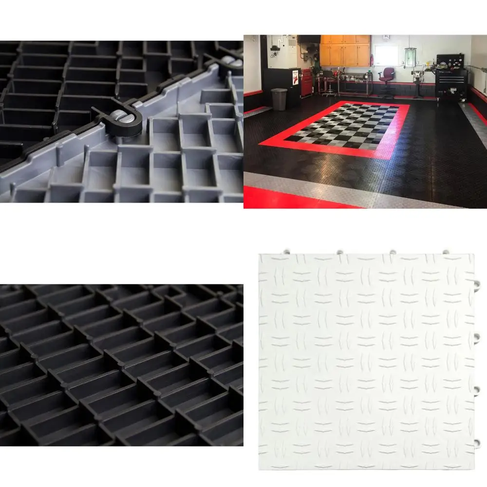 

Interlocking Non-Slip Garage Floor Tiles, Durable Copolymer, Easy Install, White, 24 Pack of 12x12
