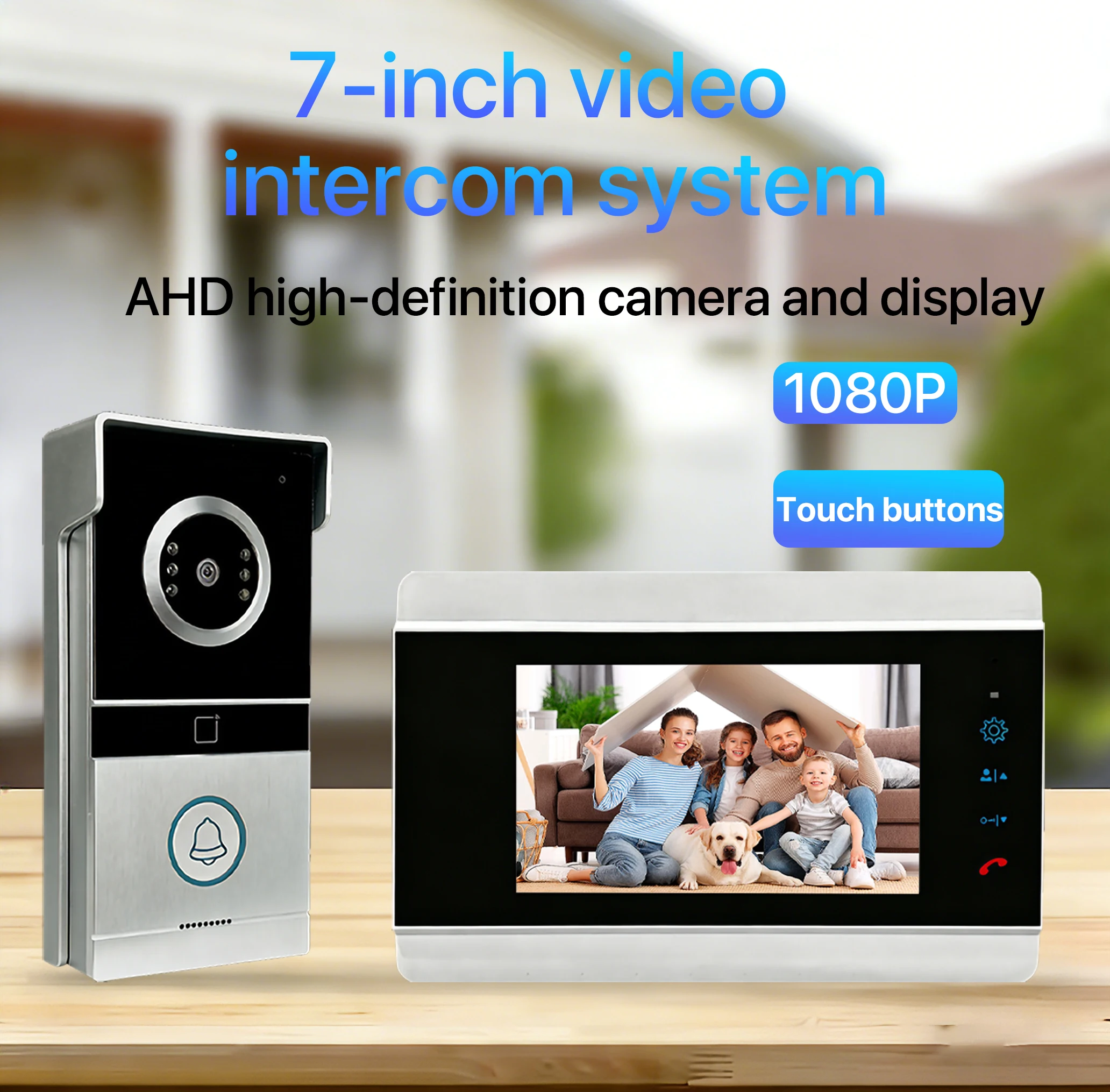 7 Inch 1080P HD Video Doorbell Intercom System with RFID Card Unlock 4-Wire Home Interphone Night Vision AHD Camera for Villa Se
