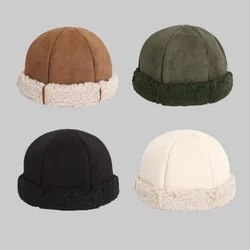 Winter Plush Landlord Beanie Hat Hiking Cap Stylish Men Beanie Visor Landlord Hat Street Trendsetter Hip Hop Hat Without Brim