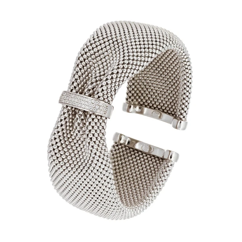 Bellux Italian Imported Original 925 Silver Full Small Round Bead Bowknot Bracelet Gold and Silver Wide Version Open Bangle