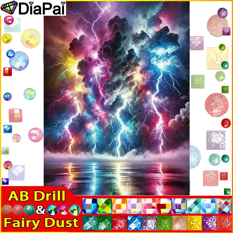 DiaPai Fairy Dust AB DIY 5D Diamond Painting "Lightning Sea 