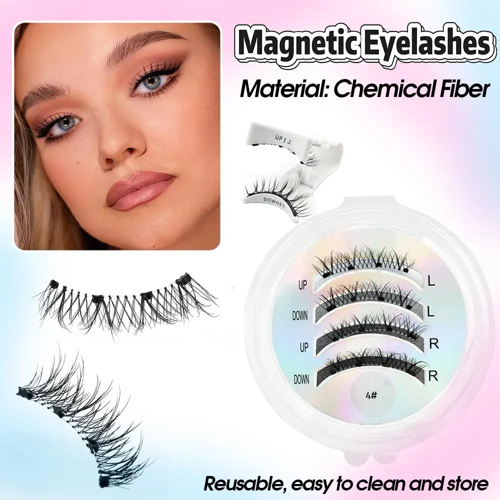 مجموعة الرموش الصناعية المغناطيسية زوج واحد من الرموش ذات المظهر الطبيعي رقيق سميك وقابل لإعادة الاستخدام أداة مكياج تمديد