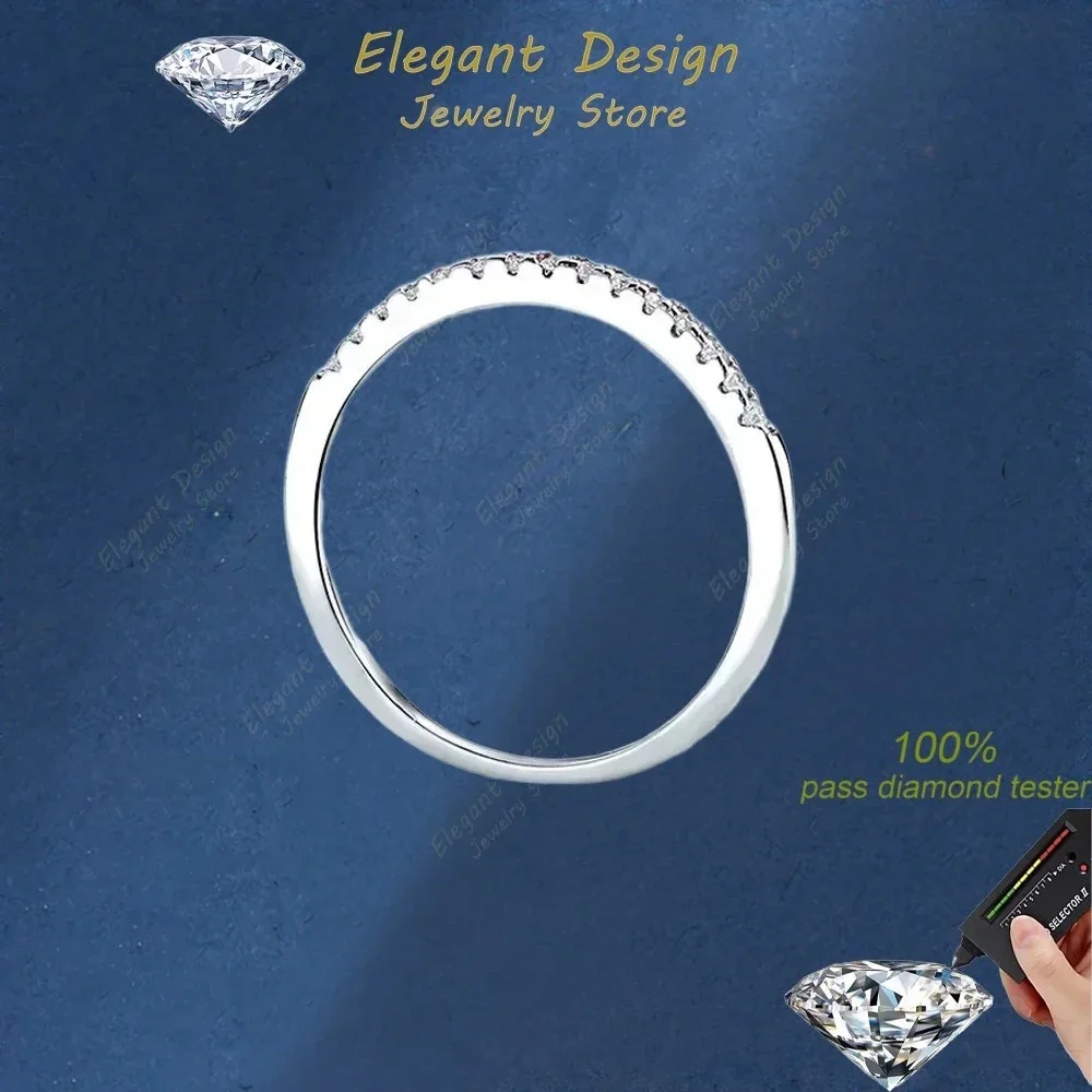 

Elegant Design Brilliant White Gold Moissanite Ring, Luxury Style VVS1 D Color 0.15 Carat Wedding Rings for Women Girl Gift