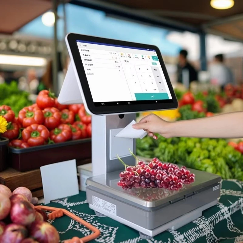 All-in-one kassa POS elektronische weegschaal voor het wegen van vers fruit