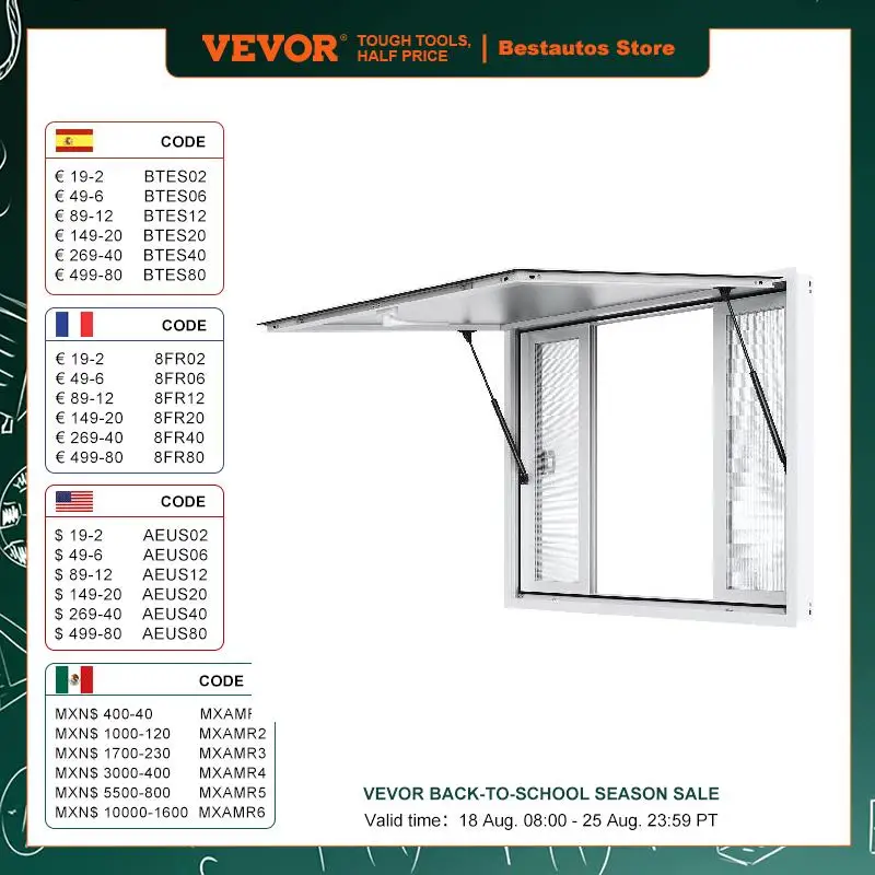 

VEVOR Concession Window Aluminum Alloy Food Truck Service Window Up to 85 Degrees Serving Window for Food Concession Trailer