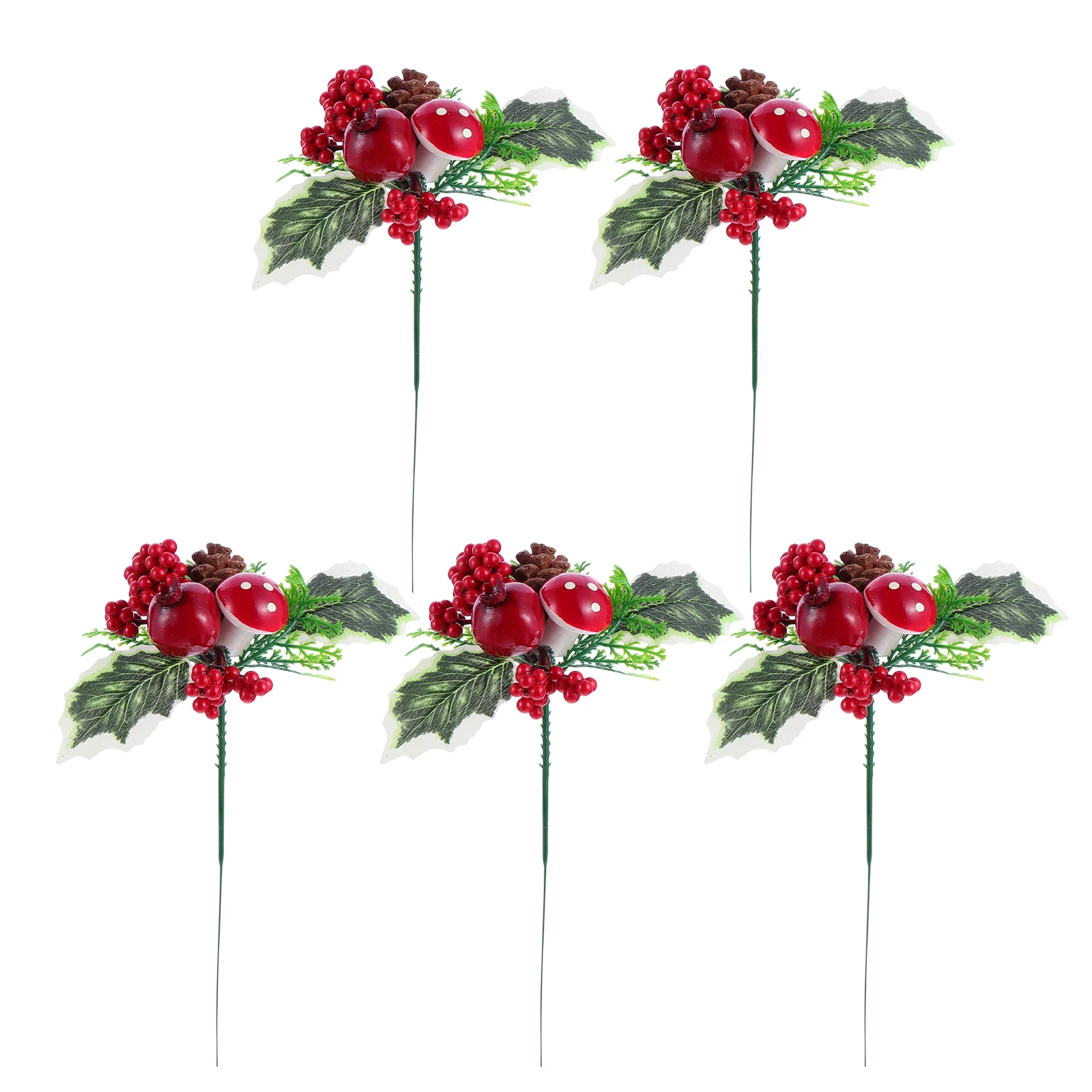 

5pcs Red Berry Branches for Christmas Holiday Wedding Decor Bright Colors Unique Shape DIY Artificial Red Berry Design