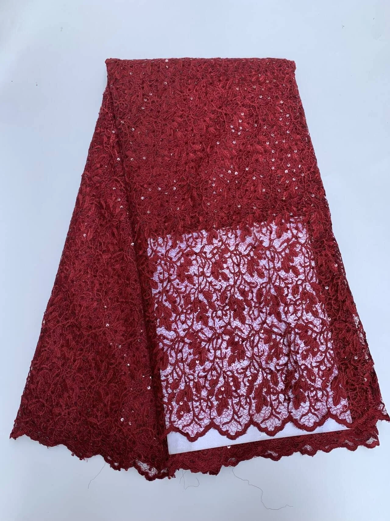 

2026 High-Quality Africa Nigerian Sequins Cotton Embroidery Lace Fabric Tulle for Wedding Party Dress Chiffon 5Yards TY001