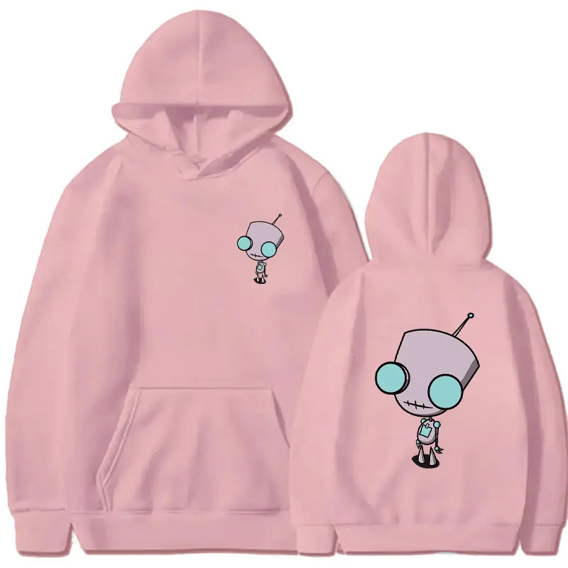 Cute Cartoon Invader Zim Invader Gir Graphic Sweatshirt Zim Image Cotton Pullover Men Retro Tee Hoodie Fashion Keep Warm Hoody