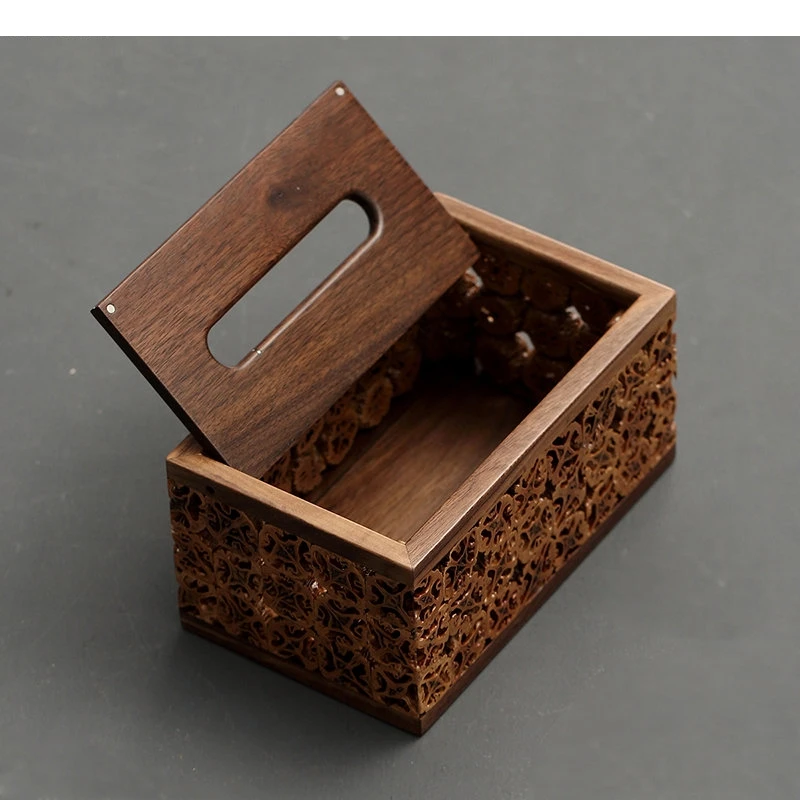 Vintage Walnut Wooden Tissue Boxes Rectangular Extractive Type Napkin Paper Towel Holders Home Desktop Toilet Box