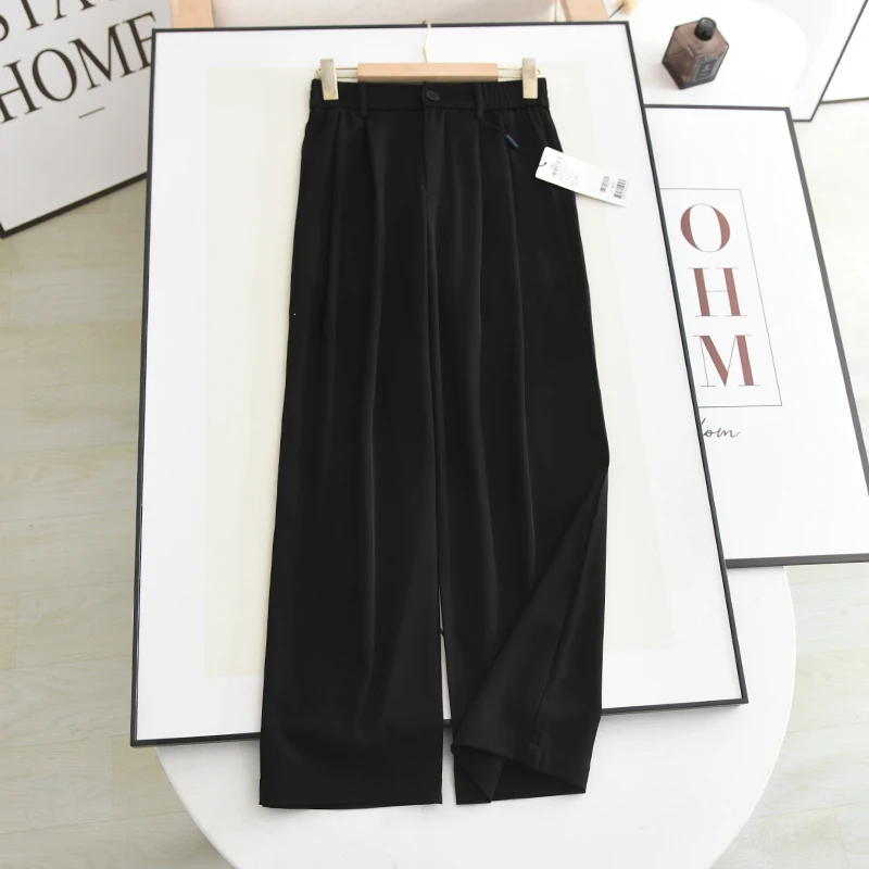 

Утягивающие широкие брюки с высокой талией для женщин, повседневные драпированные прямые брюки Bla Fem для отдыха, летние модные брюки