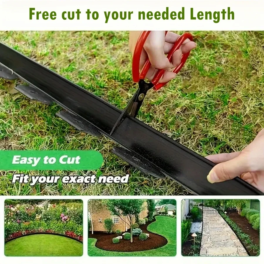 5M Fixed Garden Barrier Lawn Grass Plastic Edging Border Landscape Edging Garden Edge Kit With 15 Anchoring Spikes Easy Install