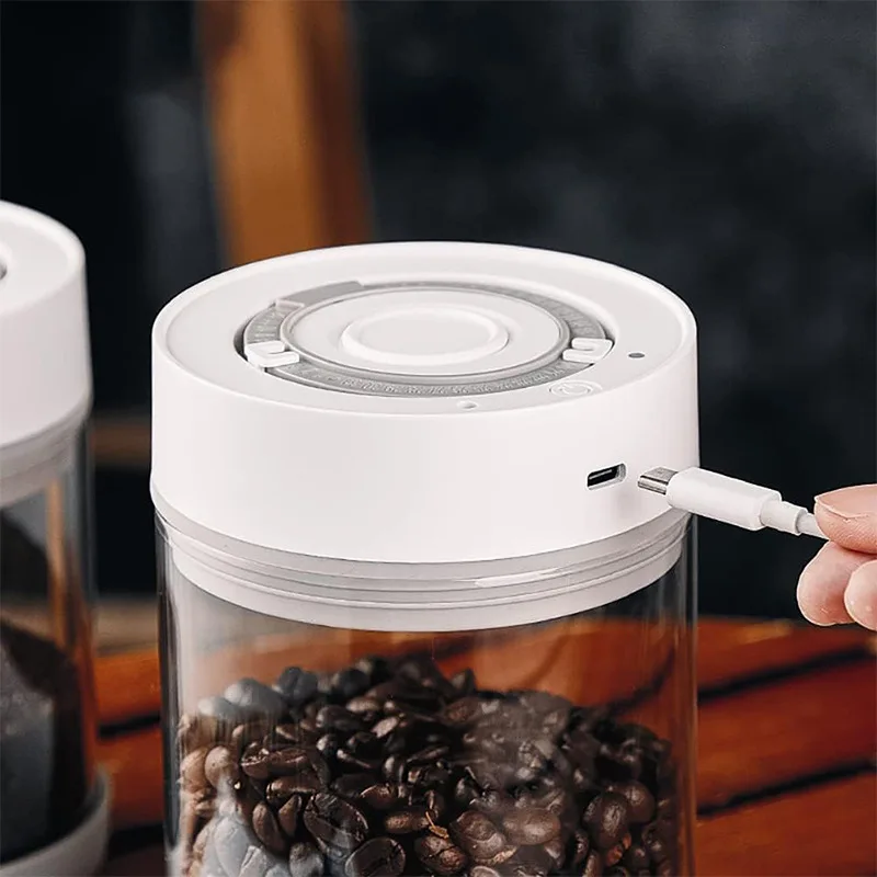 Electric Vacuum Glass Canister Smart Tank Food Storage Container Kitchen Coffee Beans And Tea Sealed Cans for Home Office