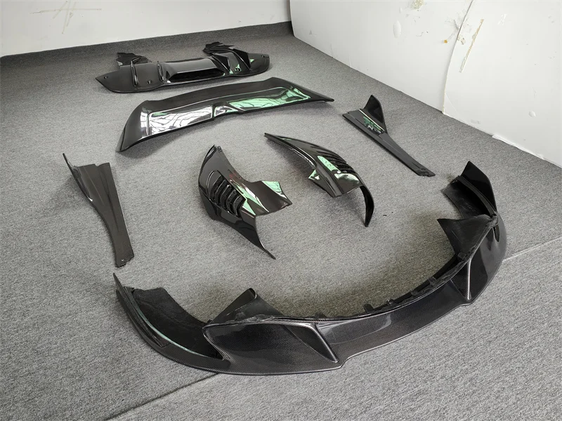 

Комплект кузова из углеродного волокна в стиле V для McLaren 720S, обновленный передний и задний диффузор для губ, боковые юбки, брызговики, задний спойлер