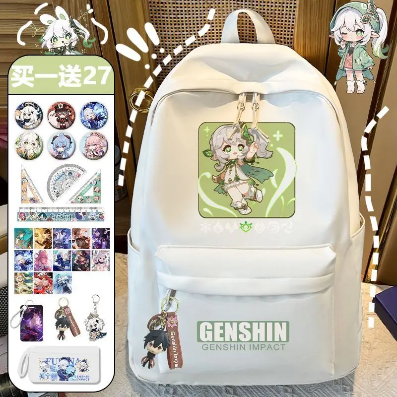Genshin Impact Game Large Capacity Lightweight Elementary Boys And Girls Fashionable Versatile Backpack For Middle School Anime
