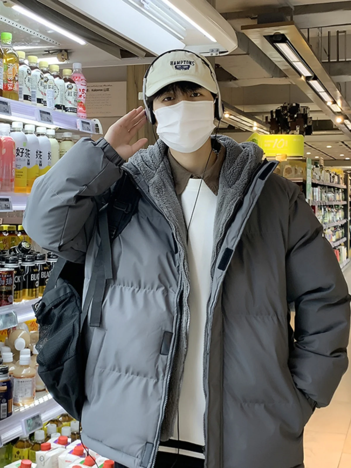 

American Trendy Men's Cotton Jaet Winter Thiened Warm Casual Bread Sle Coat Loose Fit Faion Urban Sle Zipper Closure