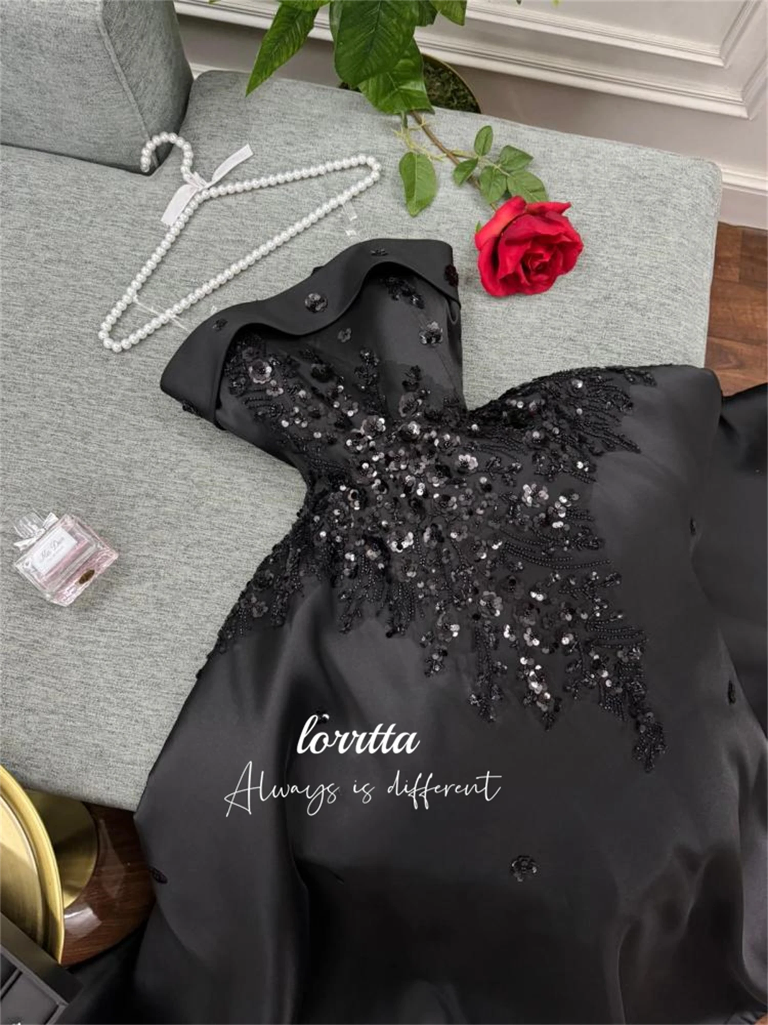 Lorrtta Line A Ball Gown Eid Dress Graduation Glitter Decoration Satin Party Evening Dresses for Special Occasions