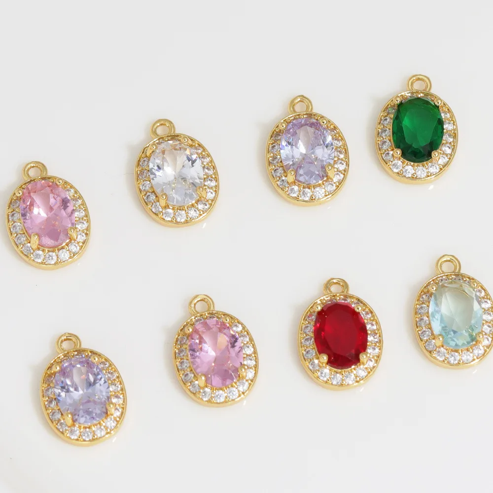 

20 шт./пакет, новый модный медный позолоченный циркон, овальный кулон, серьги «сделай сам», ожерелье, кулон