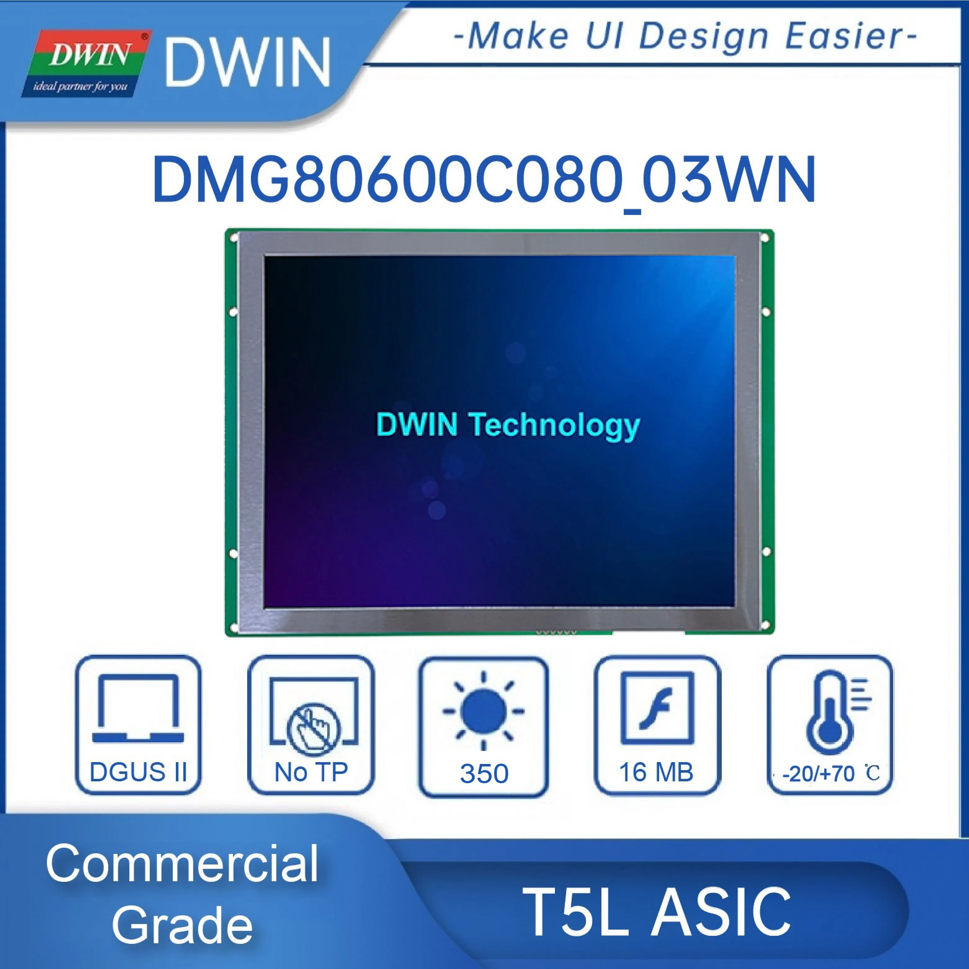 DWIN 8 pulgadas 800x600 UART puerto serie pantalla RS232/TTL interfaz TFT LCD módulo HMI pantalla táctil para Arduino