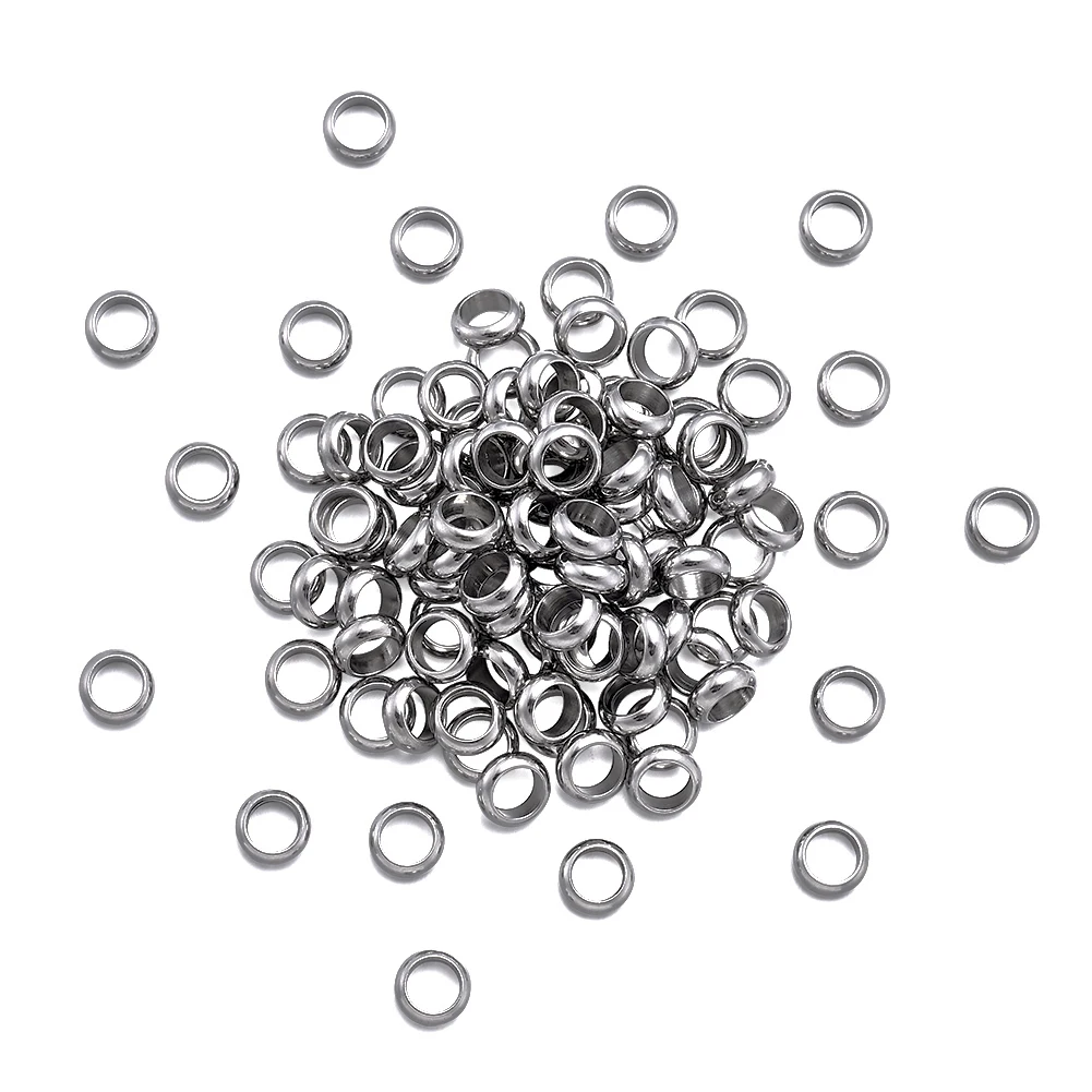 

100pcs Ring 304 Stainless Steel Bead Spacers for Jewelry Bracelet Necklace Making DIY Accessories Findings 4mm 5mm 6mm 7mm 8mm