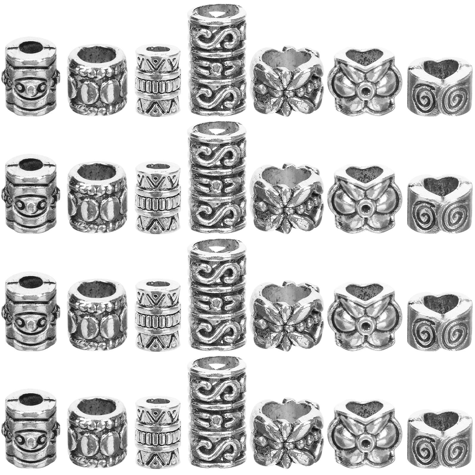 

7 Packs Silver Spacer Beads Alloy Jewelry Making Bracelet Metal Loose DIY Crafts Retro Colors Durable Practical Gift Friends