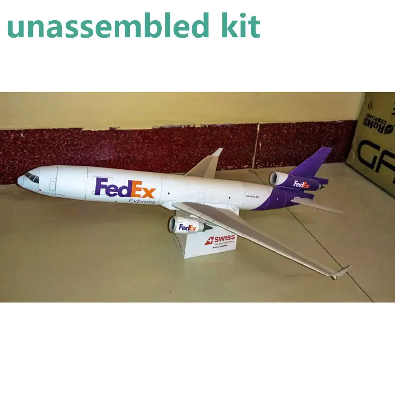 1/100 مقياس Fedex MD-11 طائرة هوائية ثلاثية الأبعاد ورقة نموذج 51 سنتيمتر طول البضائع الطائرات المفككة الحلي ورقة أطقم منمذجة لجمع #2
