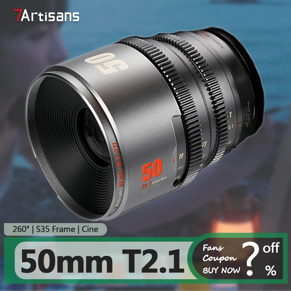 

7artisans S35 Frame 50mm T2.1 Hope Prime Cine Lens for Camera Portrait Photography with Sony E Fujifilm XF Canon RF M43 Mount