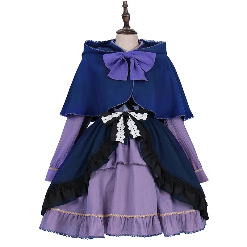 O anime cos takanashi rikka cosplay bonito aquário gótico lolita com manto chunibyo amor traje vestido c