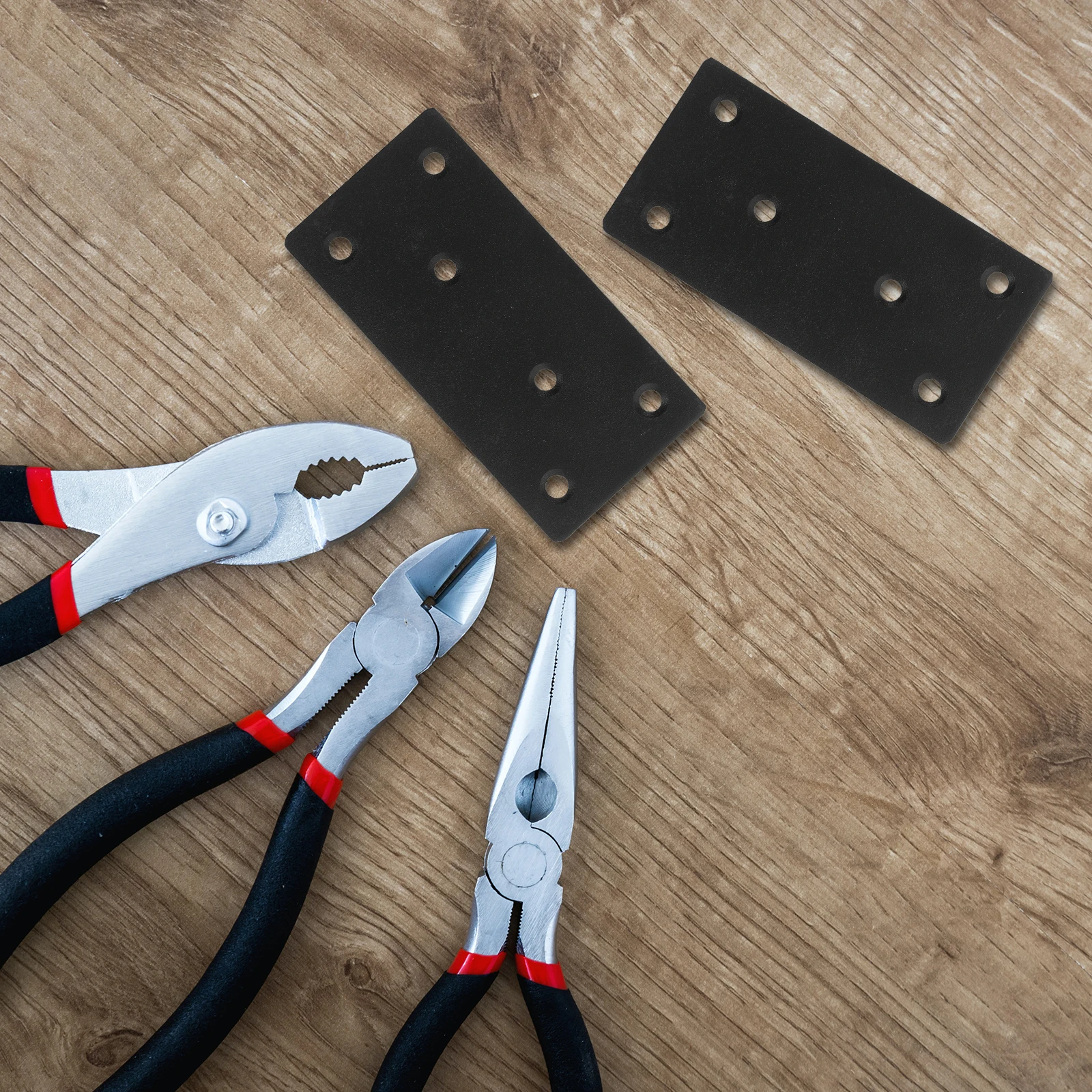 

6 Sets Repair Board Black Straight Flat Brace Corner Plates Mending Brackets for Wood Metal Steel
