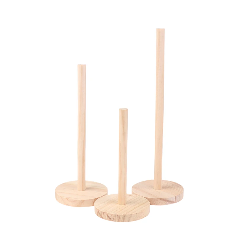 1pcs Vertical Rotating Wooden Headband Display Rack Yarn Ball Holder Scrunchie Organizer Stand Weaving Tool Storage Home Decor
