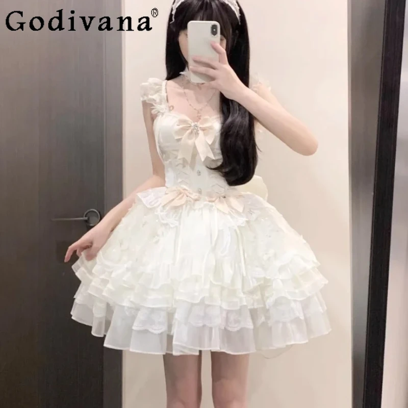 

Sweet Lolita Ballet Birthday Square Neck Jsk Suspender Dress Fashion Girl Spring Summer New High Waist A-line Elegant Dresses