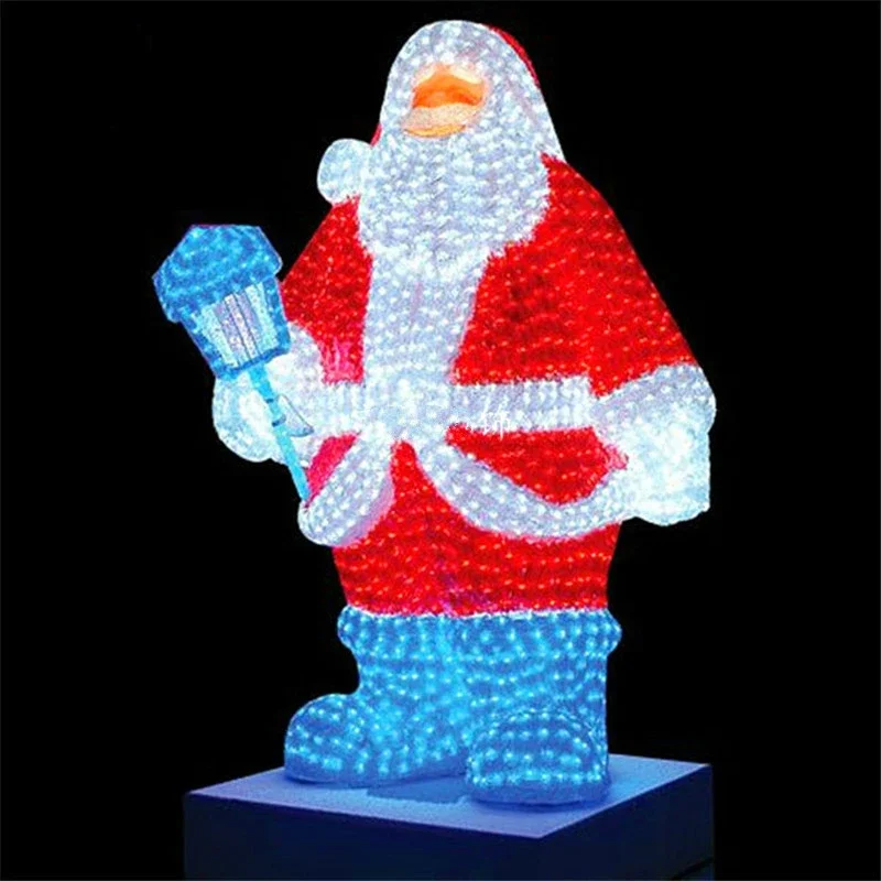 3D Flower Light Decoration God Father Sleigh Christmas Lamp Motif Reindeer Light Square Decorative Holiday Lighting