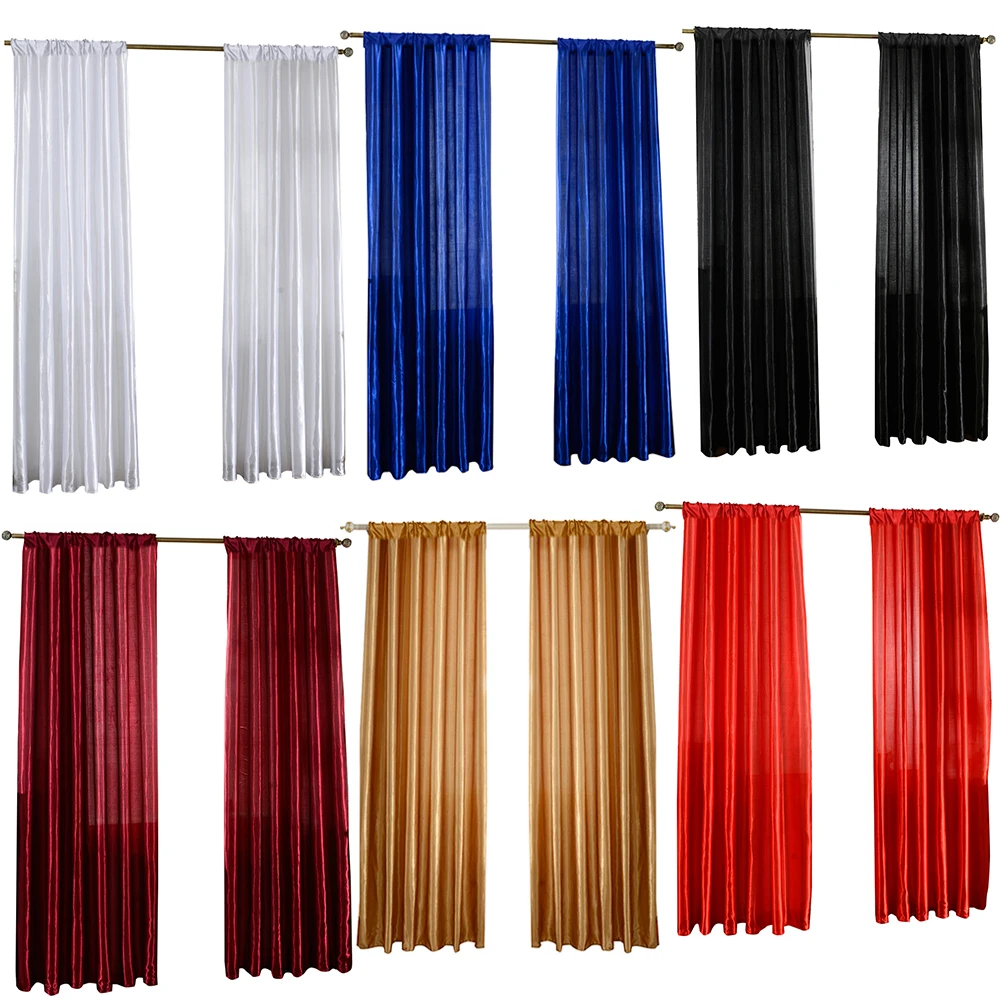 Einfarbige Satin Tür Fenster vorhang klassische Farben und einfache langlebige Design Zimmer Balkon Halb schattierung drapieren Vorhänge