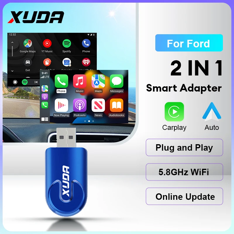 XUDA Mini  2 in 1 Wired to Wireless Carplay 5G WiFi Android Auto  For Ford F150 Explorer BRONCO Maverick Escape Edge Mustang