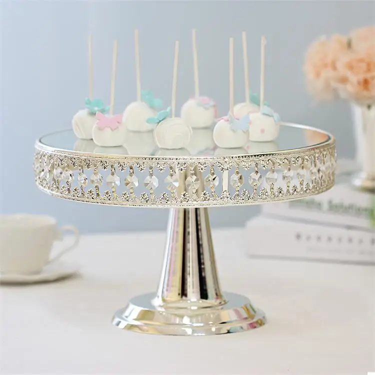 New Wedding Metal Mirror Cake Stand Wedding Props Decorative Ornament Dessert Table Cake Tray Birthday Party