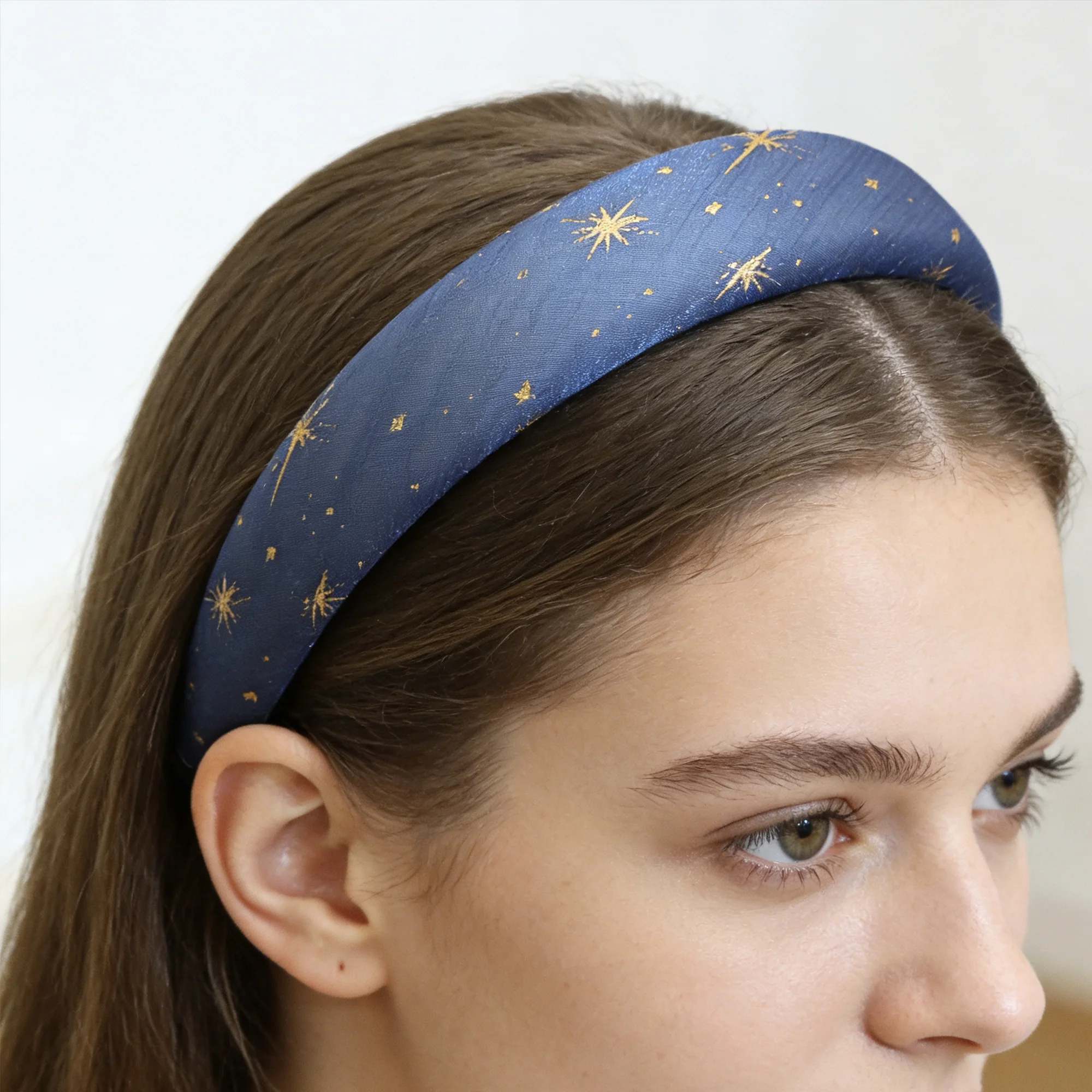

1Pc Hot Stamping Star Bright Silk Broad Headband Hair Band For Normal Hair, Weddings, Parties, Daily Use - Hair Accessories